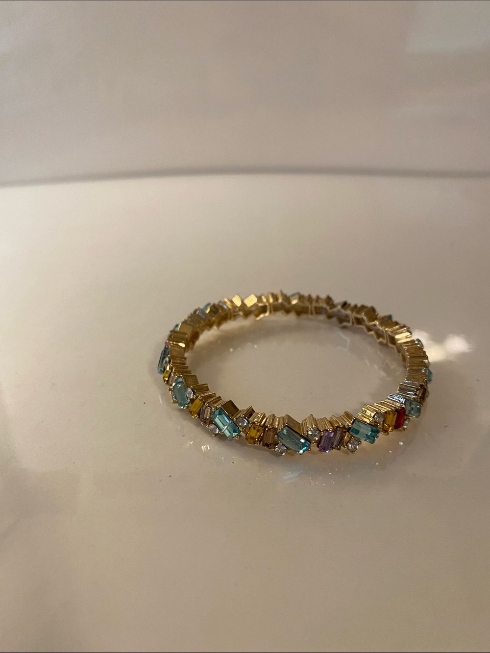 Erimish VivianGold Multi-Color Baguette Crystal Stretch Bracelet - Women Jewelry